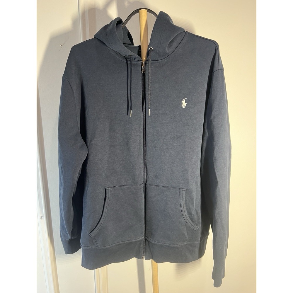 Polo Ralph Lauren Full Zip Hoodie Mens XXL Navy Blue Pony Logo Sweatshirt